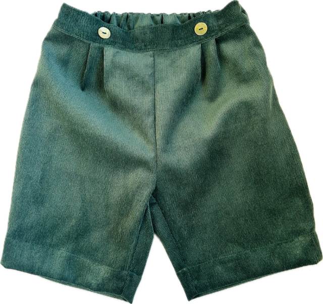 Pantaloni bermuda Mavilu modello Ettore in velluto a costine color verde smeraldo