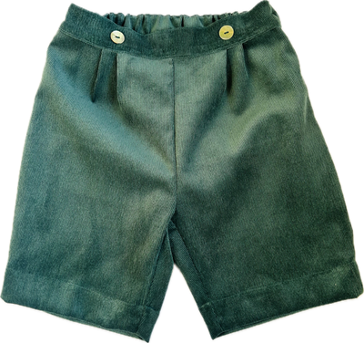 Pantaloni bermuda Mavilu modello Ettore in velluto a costine color verde smeraldo