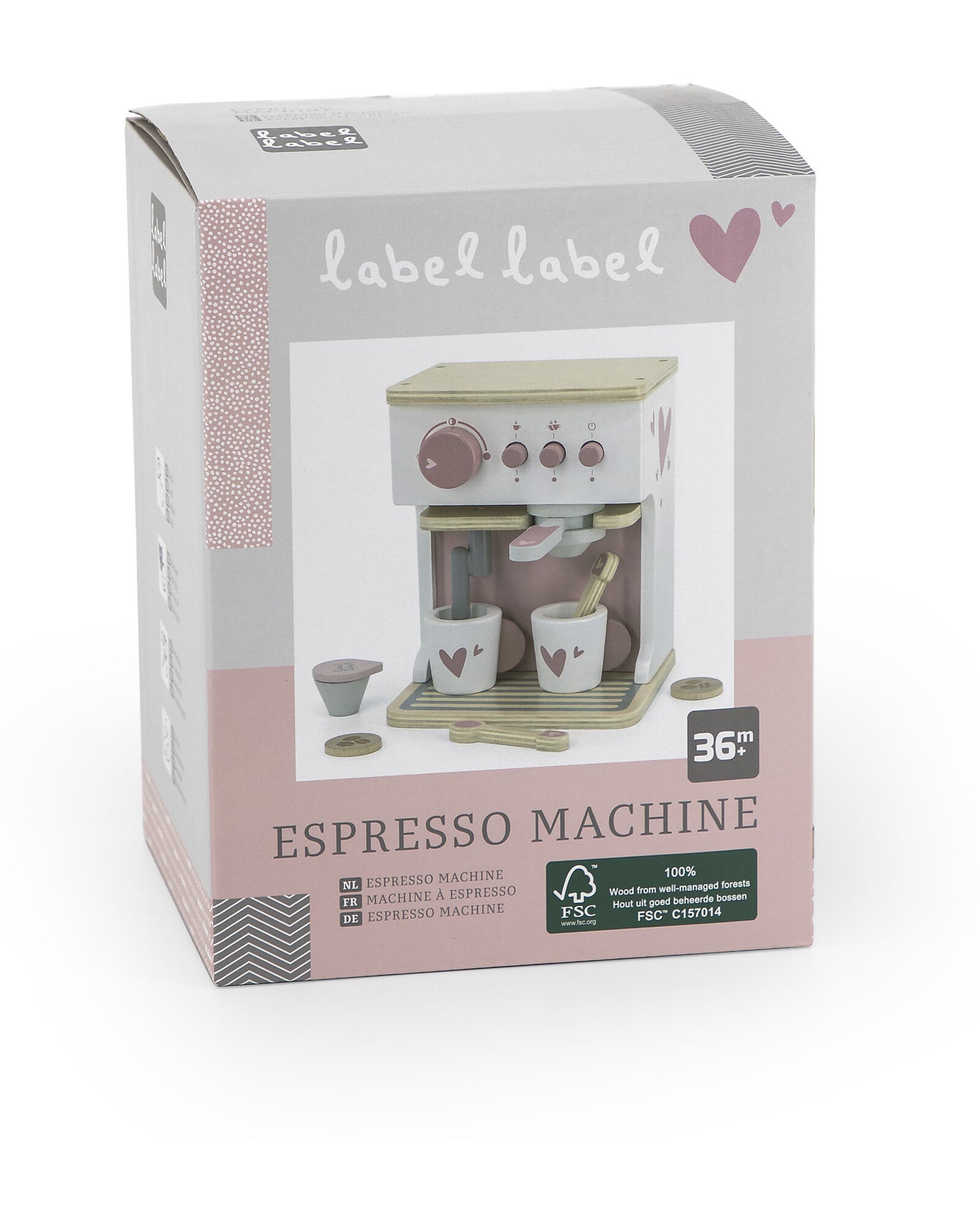 Macchina per il caffè in legno pieghevole Label Label in tre colori