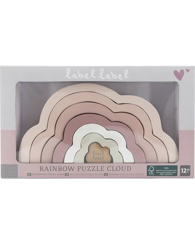 Nuvola puzzle arcobaleno in legno di faggio Label Label  - Due colori