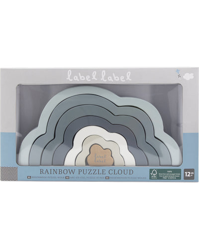 Nuvola puzzle arcobaleno in legno di faggio Label Label  - Due colori