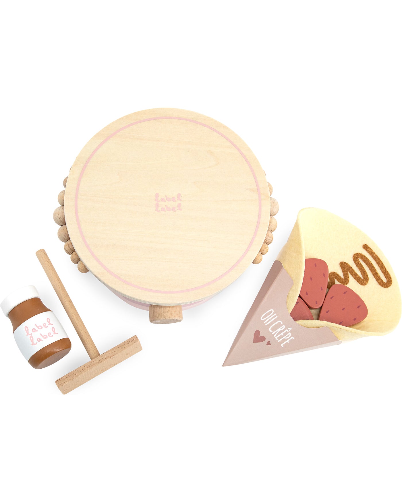 Set giocattolo per crepe in legno Label Label - Tre colori