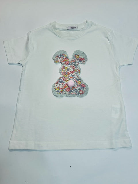 T-shirt Mavilu modello "I Love Bunny" in 100% cotone con coniglietto fatto a mano