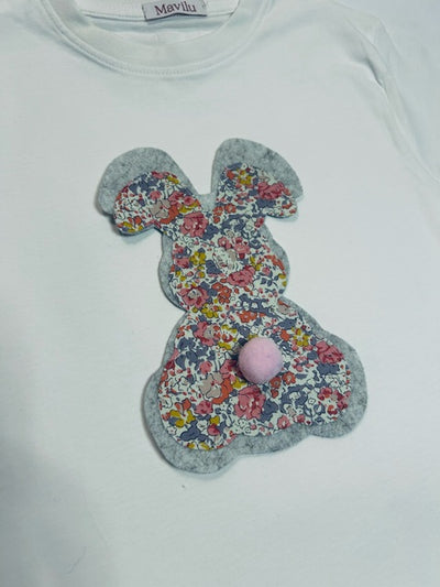 T-shirt Mavilu modello "I Love Bunny" in 100% cotone con coniglietto fatto a mano