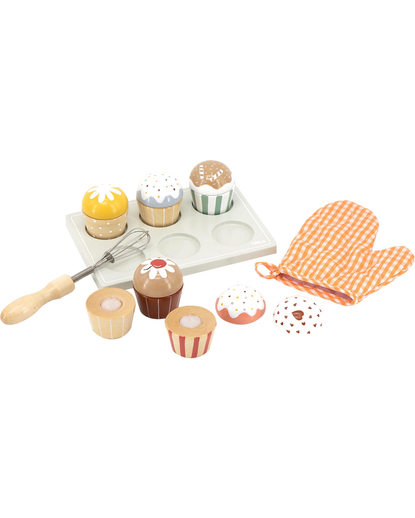 Set gioco in legno Cupcake di Tryco con 23 accessori