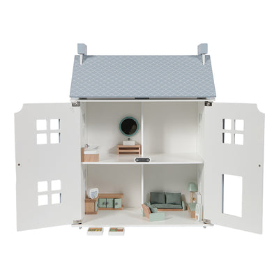 Casa delle Bambole Little Dutch con 25 pezzi inclusi colore azzurro e bianco - Misure 43 X 24,5 X 57 CM 3+ anni