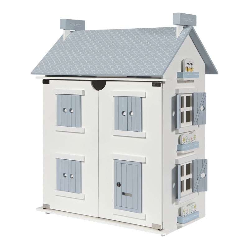 Casa delle Bambole Little Dutch con 25 pezzi inclusi colore azzurro e bianco - Misure 43 X 24,5 X 57 CM 3+ anni