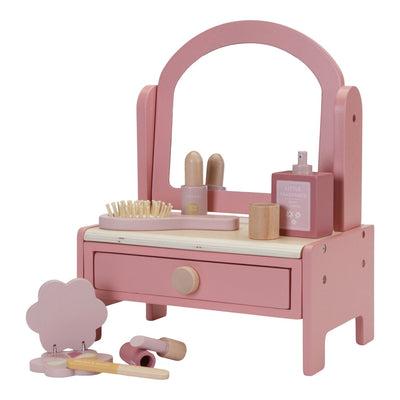 Tavolino toletta da trucco Little Dutch con specchio e accessori in colore rosa